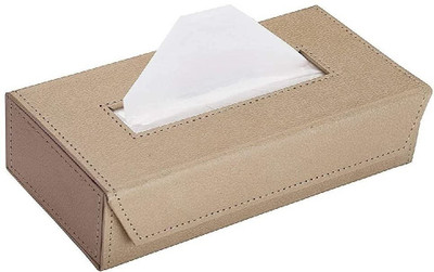 EMPICA Tissue Holder Box PU Leather For Office Home Car Vehicle Tissue Dispenser(Beige)