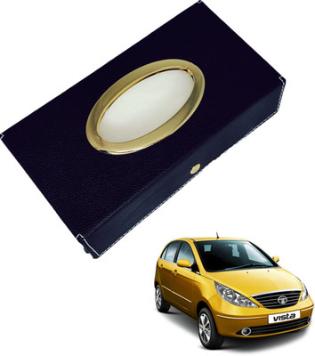 MOCKHE Chrom-Black Tisue Box Leatherete-477 Vehicle Tissue Dispenser(Black)
