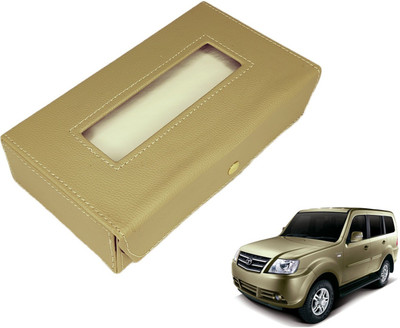 MOCKHE Basic-Beige Tissue Box Leatherette-402 Vehicle Tissue Dispenser(Beige)