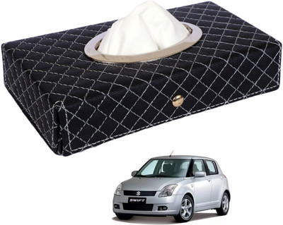 MOCKHE Cross-Black Tissue Box Leatherette-92 Vehicle Tissue Dispenser(Black)