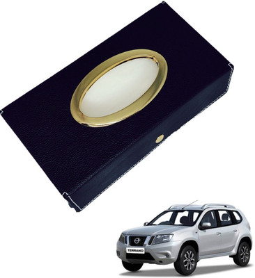 MOCKHE Chrom-Black Tisue Box Leatherete-529 Vehicle Tissue Dispenser(Black)