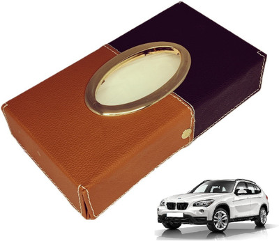 MOCKHE Chrom-Black-Tan Tisue Box Leatherete-295 Vehicle Tissue Dispenser(Black, Grey)