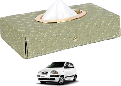 MOCKHE Cross-Beige Tissue Box Leatherette-537 Vehicle Tissue Dispenser(Beige)