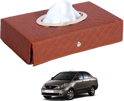MOCKHE Cross-Tan Tissue Box Leatherette-240 Vehicle Tissue Dispenser(Grey)