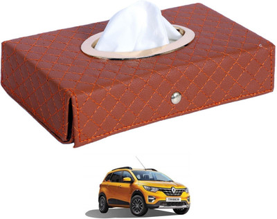 MOCKHE Cross-Tan Tissue Box Leatherette-340 Vehicle Tissue Dispenser(Grey)