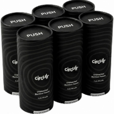 Circulr Bamboo Car Tissue Tube | Set of 6 x 80 (480 Pulls) | 2 Ply Soft Tissues Vehicle Tissue Dispenser(Black)