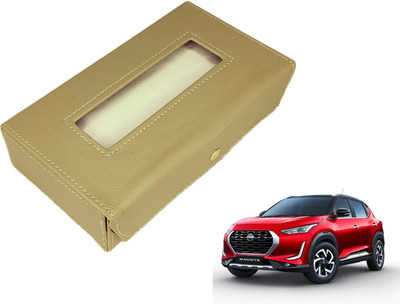 MOCKHE Basic-Beige Tissue Box Leatherette-356 Vehicle Tissue Dispenser(Beige)
