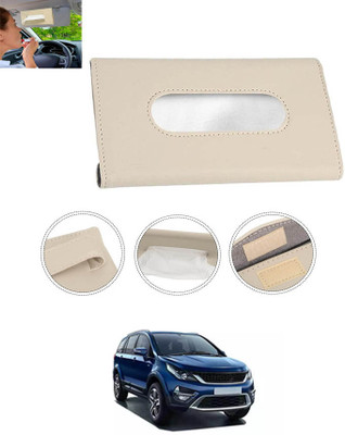 CCMM Universal Leatherite Beige Rectangle Tissue Paper Box/Dispencer For Car-139 Vehicle Tissue Dispenser(Beige)