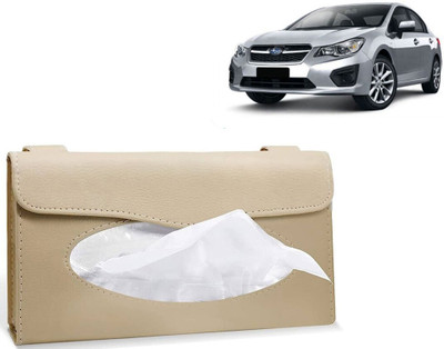 Selifaur BT347-Car Sun Visor Tissue Box Holder PU Leather Paper Napkin Organizer Hanging Vehicle Tissue Dispenser(Beige)