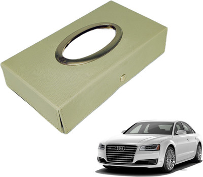 MOCKHE Chrom-Beige Tisue Box Leatherete-597 Vehicle Tissue Dispenser(Beige)
