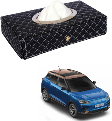 MOCKHE Cross-Black Tissue Box Leatherette-124 Vehicle Tissue Dispenser(Black)