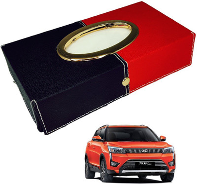 MOCKHE Chrom-Black-Red Tisue Box Leatherete-7 Vehicle Tissue Dispenser(Black, Red)