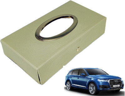 MOCKHE Chrom-Beige Tisue Box Leatherete-772 Vehicle Tissue Dispenser(Beige)