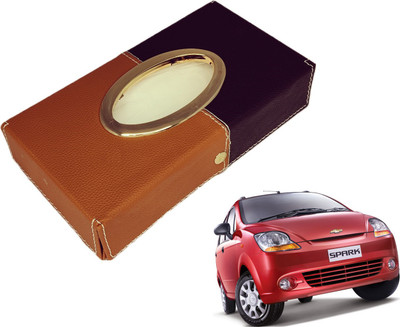 MOCKHE Chrom-Black-Tan Tisue Box Leatherete-250 Vehicle Tissue Dispenser(Black, Grey)