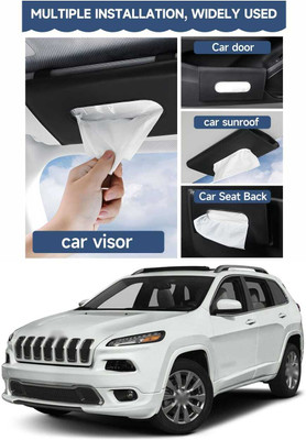 PRTEK Black Car Tissue Napkin Holder for Sun Visor and Backseat – Universal Fit B4 Vehicle Tissue Dispenser(Black)