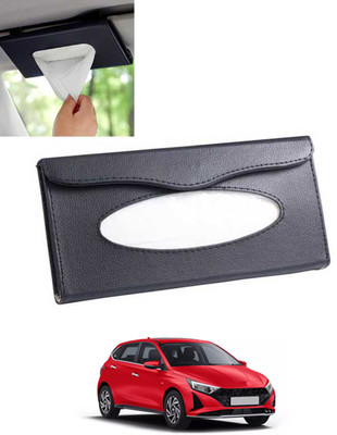 MSNP Universal Leatherite Rectangle Black Tissue Box For Car/office/Home-145 Vehicle Tissue Dispenser(Black)