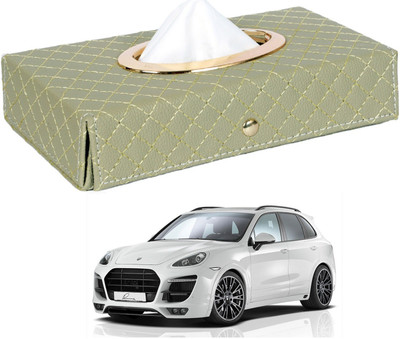 MOCKHE Cross-Beige Tissue Box Leatherette-404 Vehicle Tissue Dispenser(Beige)