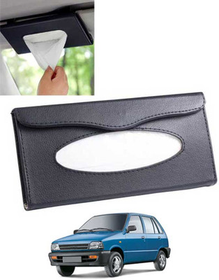 CCMM Universal Leatherite Black Rectangle Tissue Paper Box/Dispencer For Car-02 Vehicle Tissue Dispenser(Black)