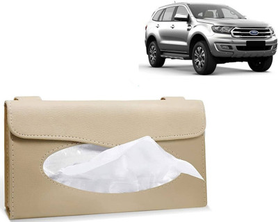 Selifaur BT78-Car Sun Visor Tissue Box Holder PU Leather Paper Napkin Organizer Hanging Vehicle Tissue Dispenser(Beige)