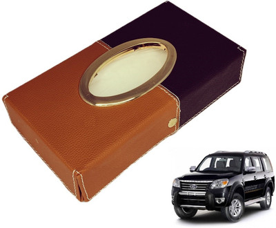 MOCKHE Chrom-Black-Tan Tisue Box Leatherete-104 Vehicle Tissue Dispenser(Black, Grey)