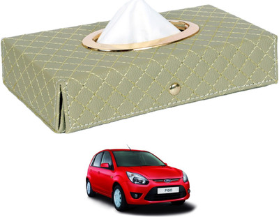 MOCKHE Cross-Beige Tissue Box Leatherette-447 Vehicle Tissue Dispenser(Beige)