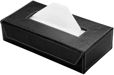 EMPICA Tissue Holder Box PU Leather For Office Home Car Vehicle Tissue Dispenser(Black)