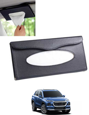MSNP Universal Leatherite Rectangle Black Tissue Box For Car/office/Home-126 Vehicle Tissue Dispenser(Black)