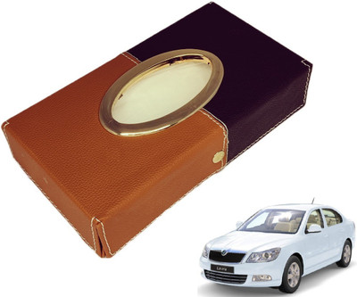 MOCKHE Chrom-Black-Tan Tisue Box Leatherete-176 Vehicle Tissue Dispenser(Black, Grey)
