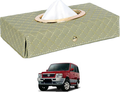 MOCKHE Cross-Beige Tissue Box Leatherette-552 Vehicle Tissue Dispenser(Beige)