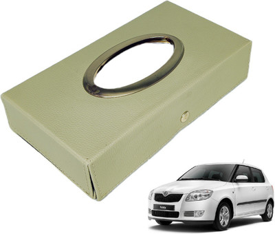 MOCKHE Chrom-Beige Tisue Box Leatherete-680 Vehicle Tissue Dispenser(Beige)