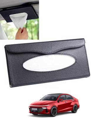 CCMM Universal Leatherite Black Rectangle Tissue Paper Box/Dispencer For Car-296 Vehicle Tissue Dispenser(Black)