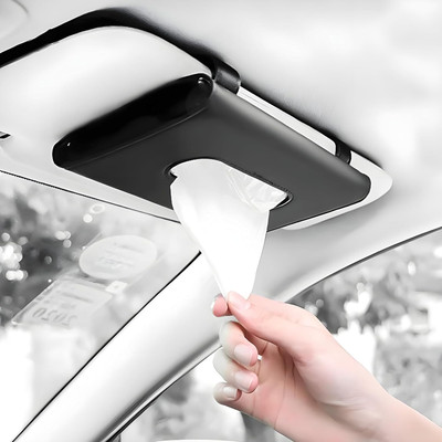 QNJL Car Tissue Holder Leather, Paper Box Case Car Interior Decoration Vehicle Tissue Dispenser(Black)