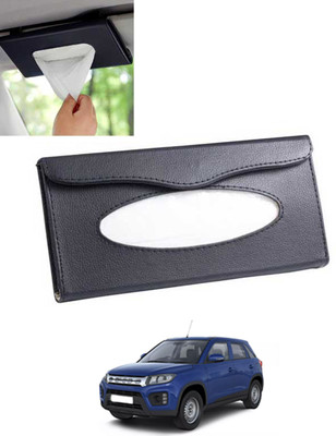 MSNP Universal Leatherite Rectangle Black Tissue Box For Car/office/Home-39 Vehicle Tissue Dispenser(Black)