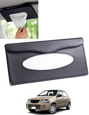 ABJD Leatherite Universal Black Rectangle Tissue Holder For Office,Home,Car-15 Vehicle Tissue Dispenser(Black)