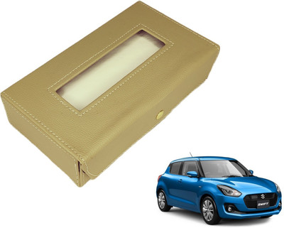 MOCKHE Basic-Beige Tissue Box Leatherette-408 Vehicle Tissue Dispenser(Beige)