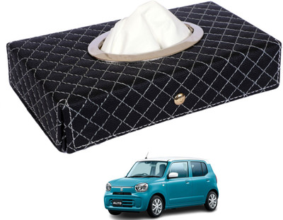 MOCKHE Cross-Black Tissue Box Leatherette-487 Vehicle Tissue Dispenser(Black)