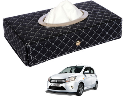 MOCKHE Cross-Black Tissue Box Leatherette-354 Vehicle Tissue Dispenser(Black)