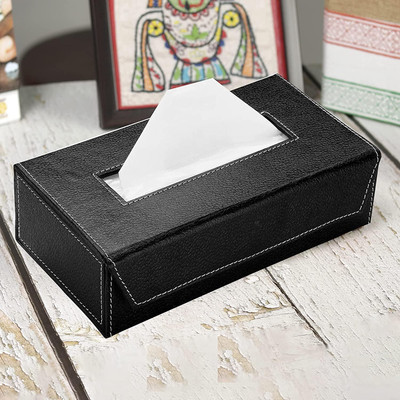 TECHEL Tissue Box/Napkin Box Holder/Tissue Paper Holder SZZ12 Vehicle Tissue Dispenser(Black)