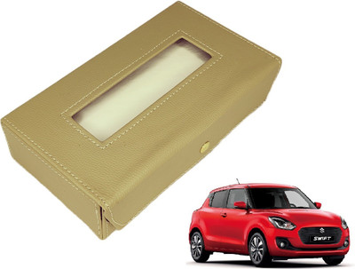 MOCKHE Basic-Beige Tissue Box Leatherette-407 Vehicle Tissue Dispenser(Beige)