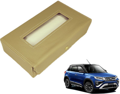 MOCKHE Basic-Beige Tissue Box Leatherette-424 Vehicle Tissue Dispenser(Beige)