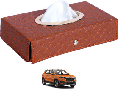 MOCKHE Cross-Tan Tissue Box Leatherette-311 Vehicle Tissue Dispenser(Grey)