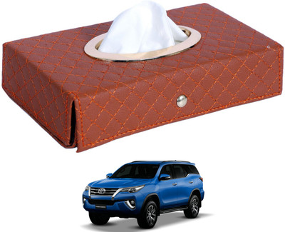 MOCKHE Cross-Tan Tissue Box Leatherette-219 Vehicle Tissue Dispenser(Grey)