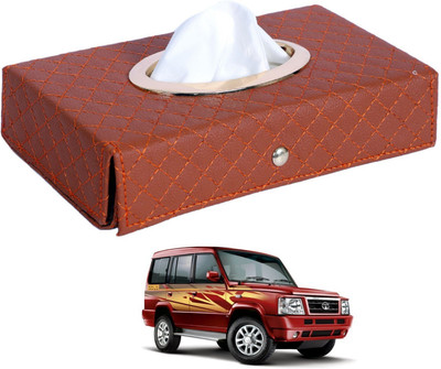 MOCKHE Cross-Tan Tissue Box Leatherette-316 Vehicle Tissue Dispenser(Grey)