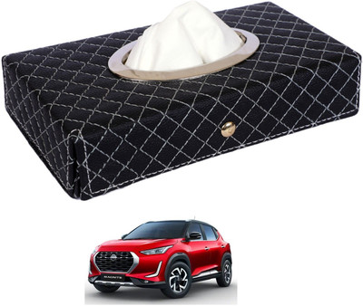 MOCKHE Cross-Black Tissue Box Leatherette-30 Vehicle Tissue Dispenser(Black)