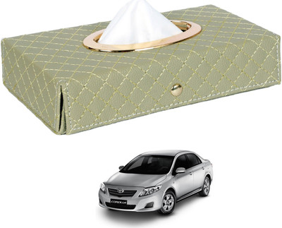 MOCKHE Cross-Beige Tissue Box Leatherette-417 Vehicle Tissue Dispenser(Beige)