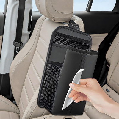 HASTHIP PU Tissue Paper Holder Car Seat Hanging Organizer Dispenser Vehicle Tissue Dispenser(Black)