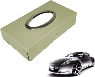 MOCKHE Chrom-Beige Tisue Box Leatherete-583 Vehicle Tissue Dispenser(Beige)