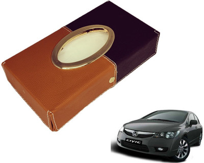 MOCKHE Chrom-Black-Tan Tisue Box Leatherete-505 Vehicle Tissue Dispenser(Black, Grey)
