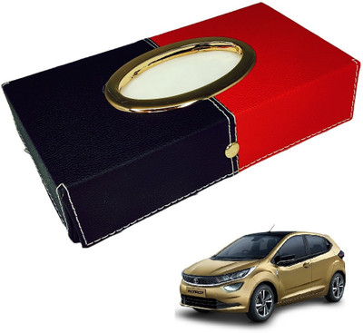 MOCKHE Chrom-Black-Red Tisue Box Leatherete-677 Vehicle Tissue Dispenser(Black, Red)