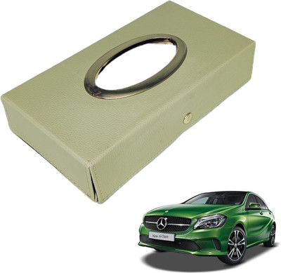 MOCKHE Chrom-Beige Tisue Box Leatherete-591 Vehicle Tissue Dispenser(Beige)
